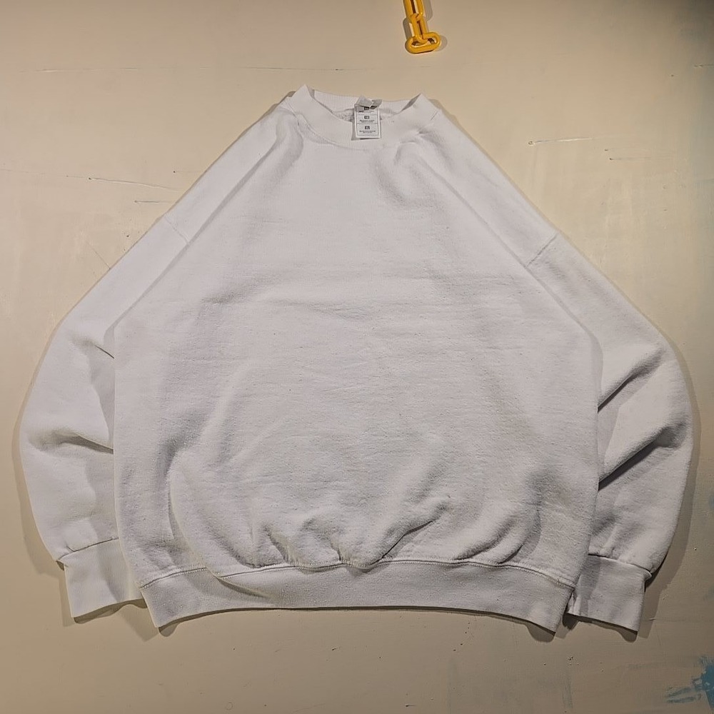 Vtg Fruit Of The Loom XL Sweatshirt White Crewneck Blank USA Made Stains Wear 90 - Picture 12 of 12
